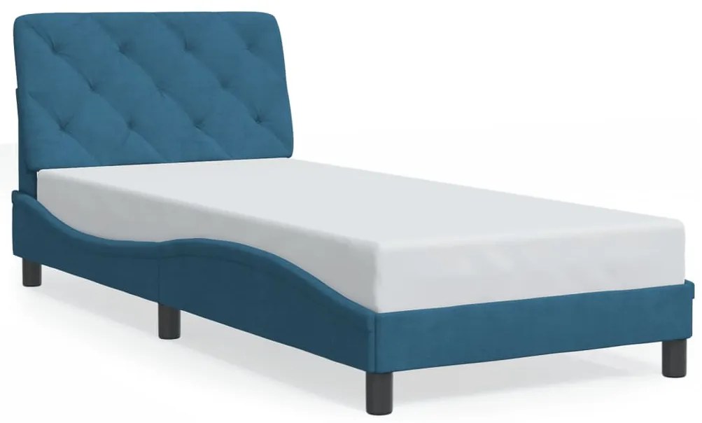 Estrutura de cama c/ luzes LED 80x200 cm veludo azul