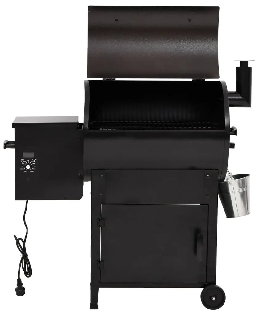 Grelhador a pellets com chaminé 104 cm ferro preto