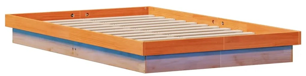 Estrutura de cama c/ LEDs 140x200 cm pinho maciço castanho mel