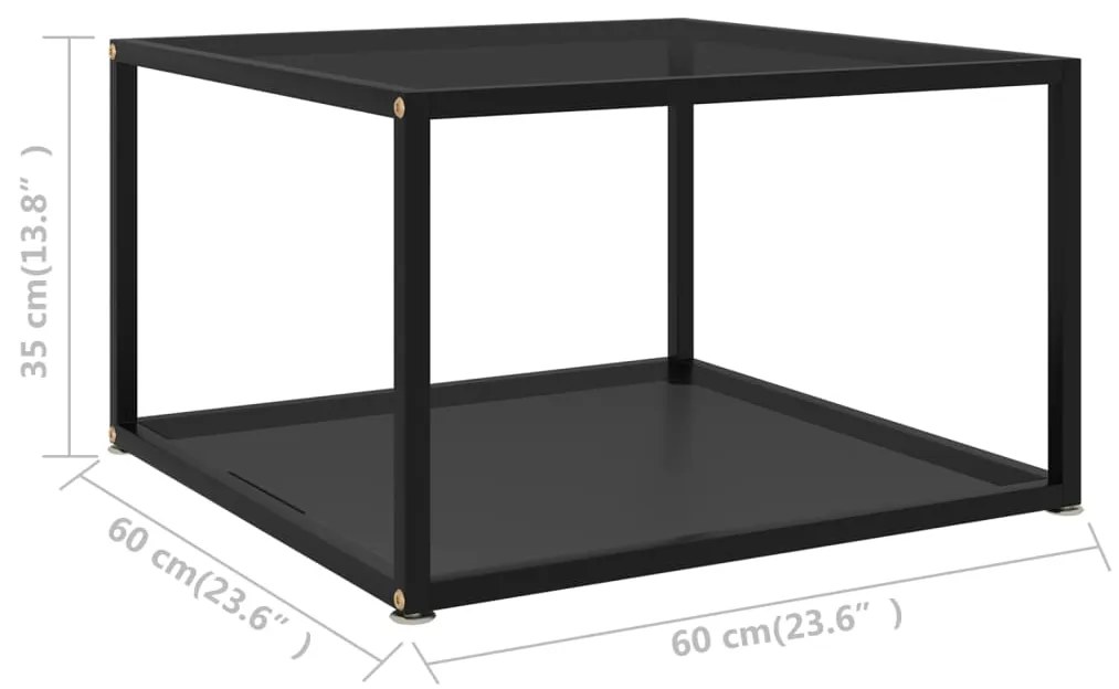 Mesa de Centro Albar em Vidro Temperado Preto - 60x60 cm - Design Mode