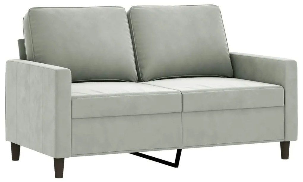 3 pcs conjunto de sofás com almofadas veludo cinzento-claro