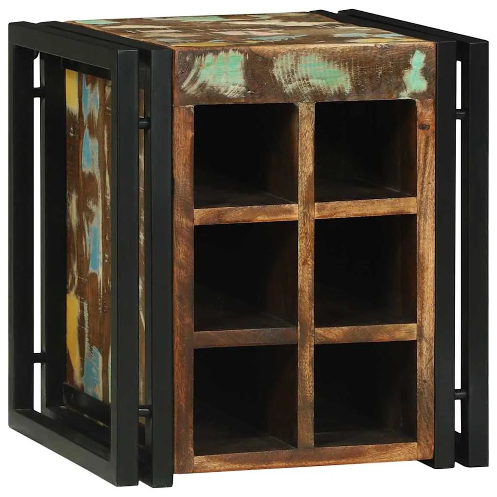 Apoio para Vinho 34.5x35x39 cm Madeira Recuperada Sólida