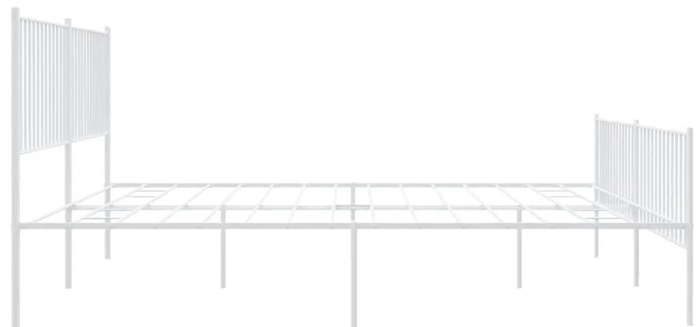 Estrutura de cama com cabeceira e pés 193x203 cm metal branco