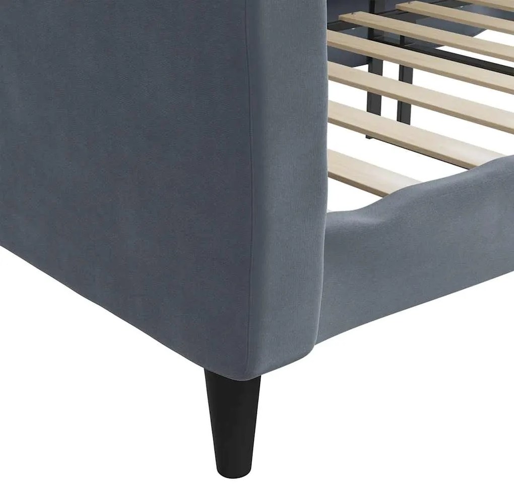 Sofá-cama 90x190 cm veludo cinzento-escuro