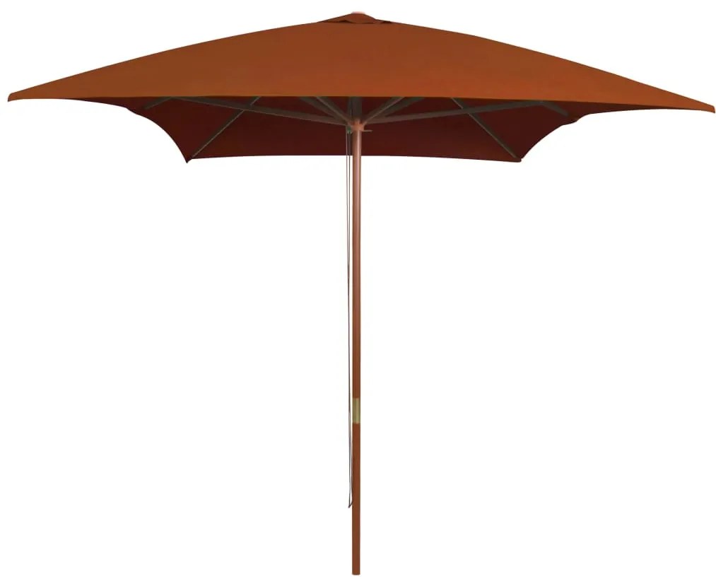 vidaXL Guarda-sol de jardim c/ poste de madeira 200x300 cm terracotta