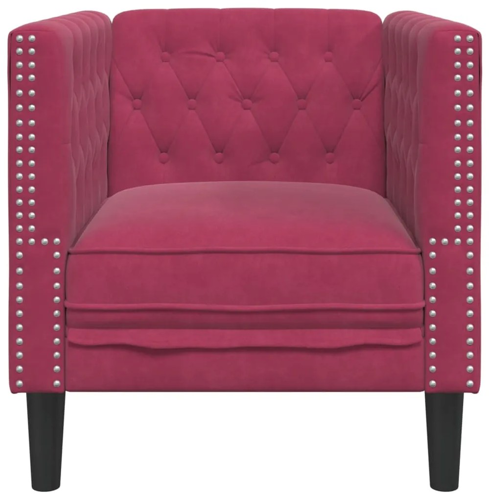 Sofá chesterfield veludo vermelho tinto