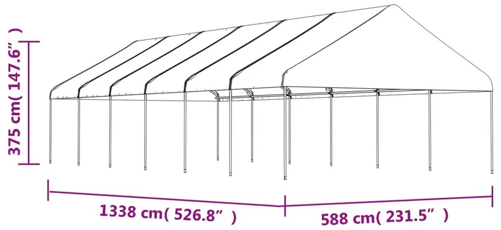 Gazebo com telhado 13,38x5,88x3,75 m polietileno branco