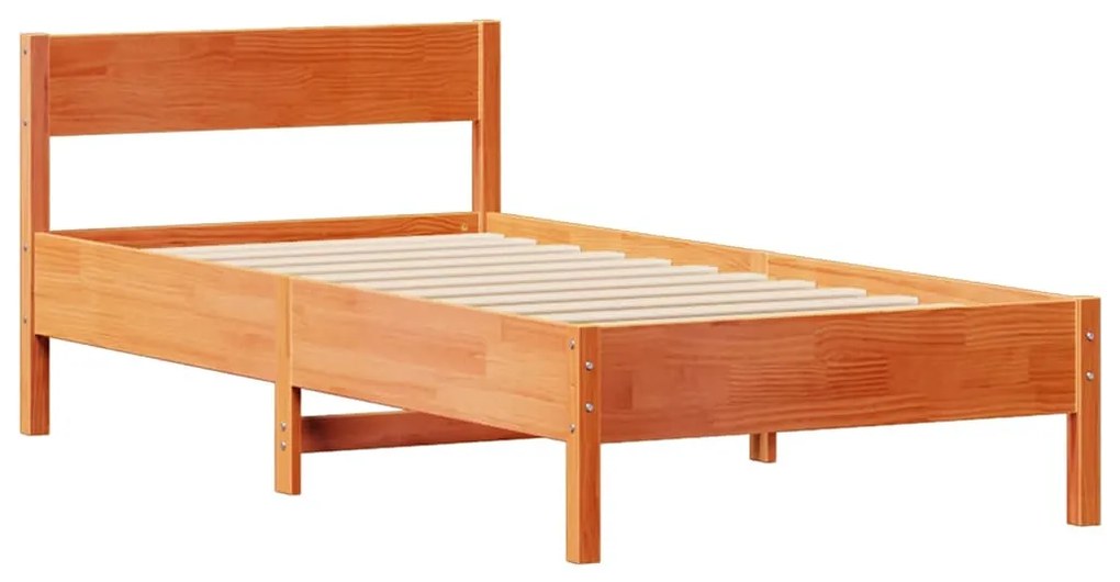 Cama sem colchão 90x200 cm pinho maciço castanho-mel