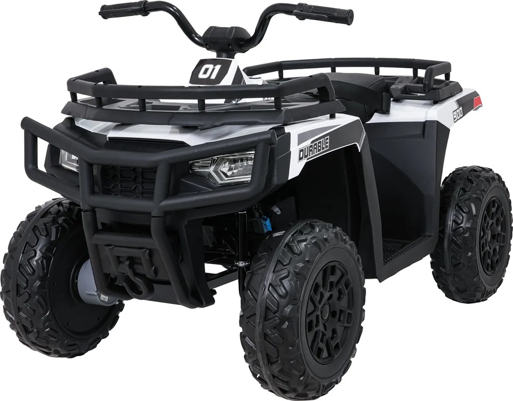 Moto 4 eletrica Crianças ATV WOLF 24V 4x4, 4 motores 200W, Rodas de espuma EVA, Assento Couro ecológico Branca