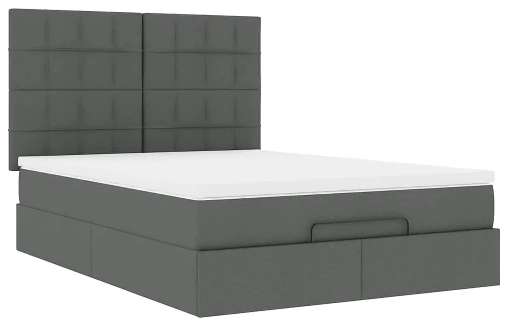 Estrutura de cama otomana com colchão 140x190cm cinzento escuro