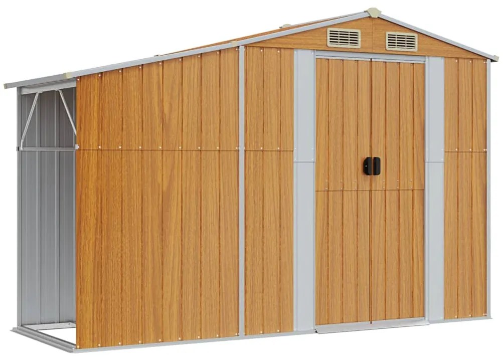 Abrigo de jardim 277x192,5x179cm aço galvanizado castanho-claro