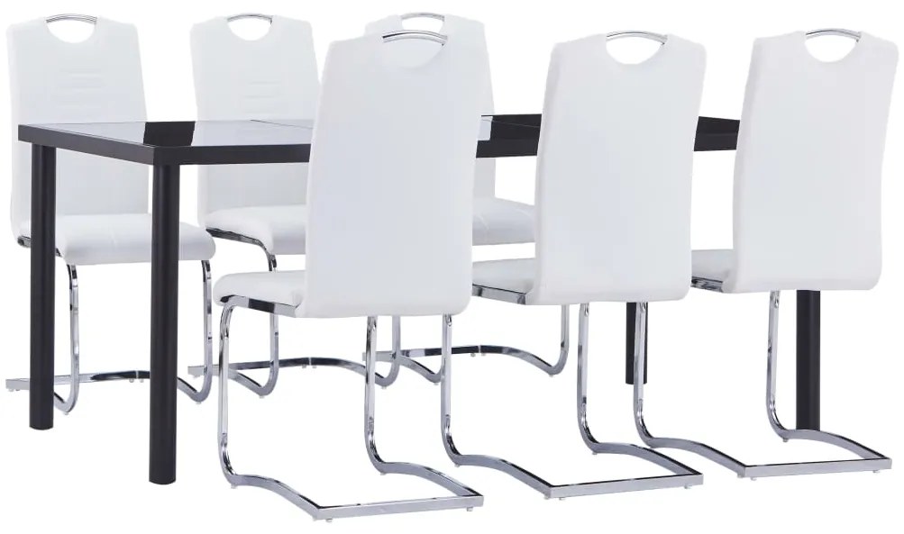 7 pcs conjunto de jantar couro artificial branco