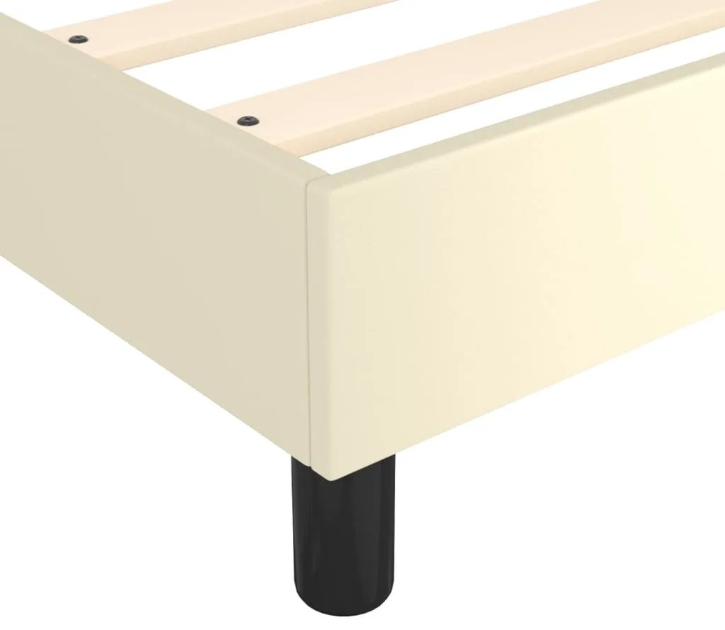 Estrutura de cama 90x200 cm couro artificial cor creme
