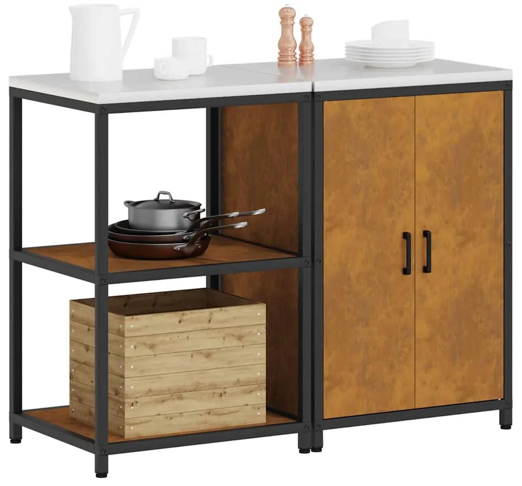 Conjunto de Armazenamento de Cozinha 2 pcs Ferro Enferrujado