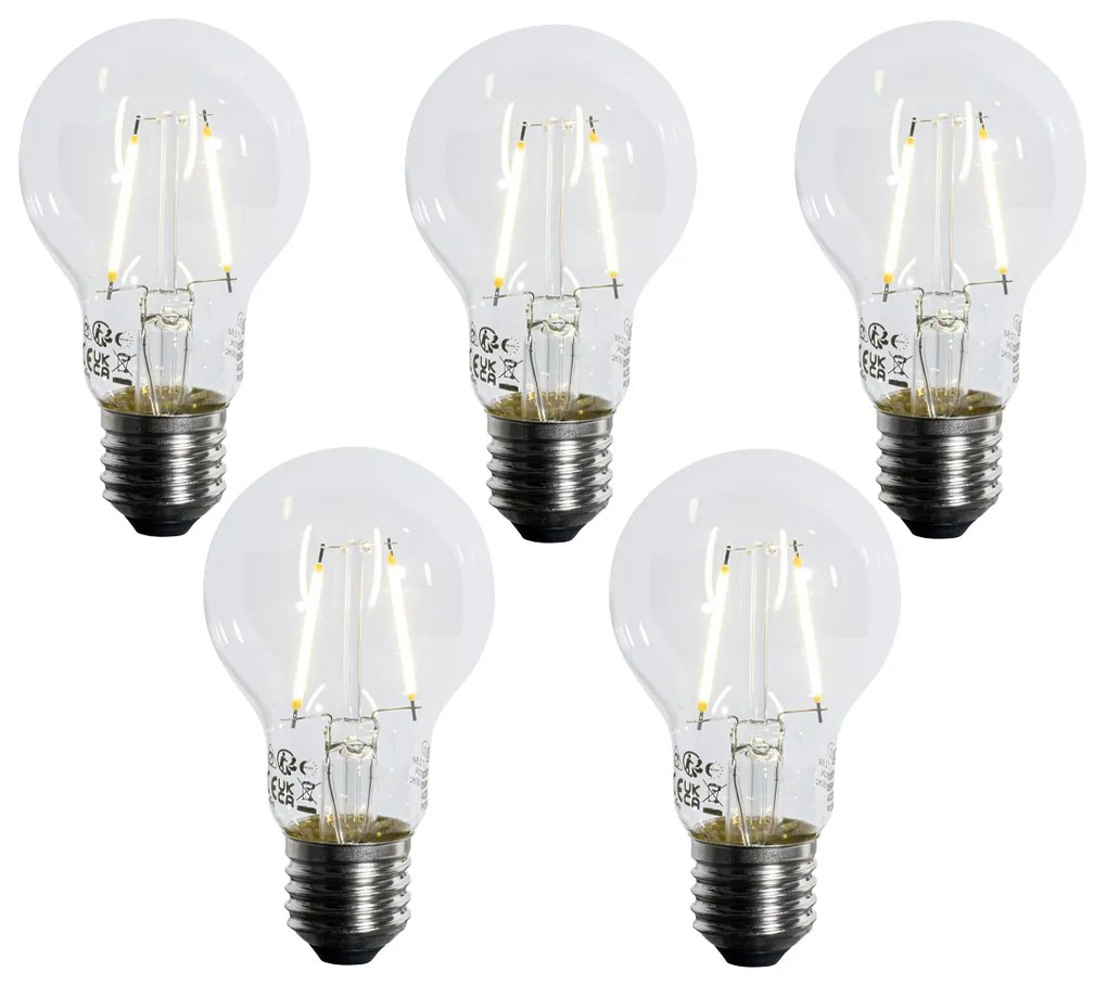 Conjunto de 5 Lâmpada LED E27 A60 Lux Sensor 2.5W 250LM 2700K