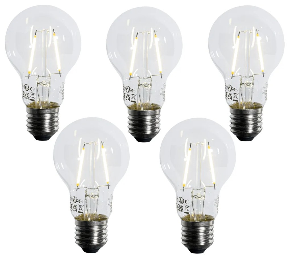 Conjunto de 5 lâmpadas LED E27 A60 com sensor crepuscular 2,5W 250 lm 2700K