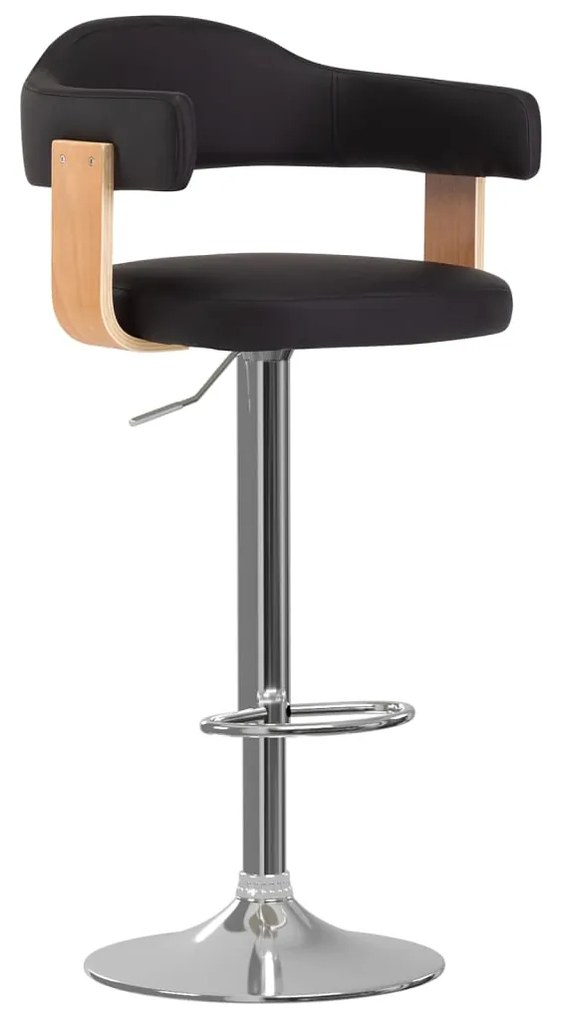 Bancos de bar 2 pcs madeira curvada e couro artificial preto