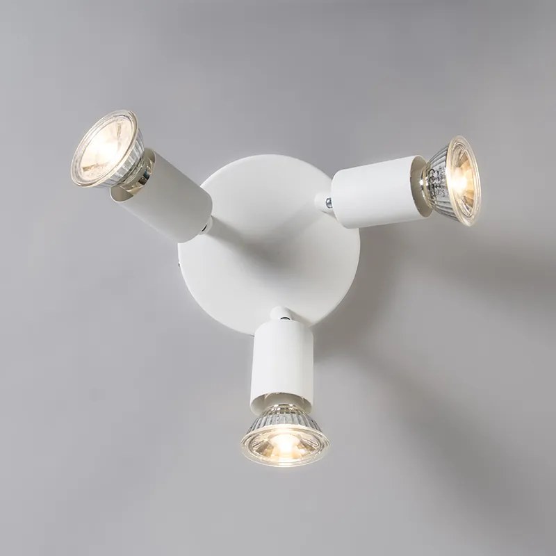 Projetores modernos brancos inclináveis redondos 3 luzes - Jeany Moderno