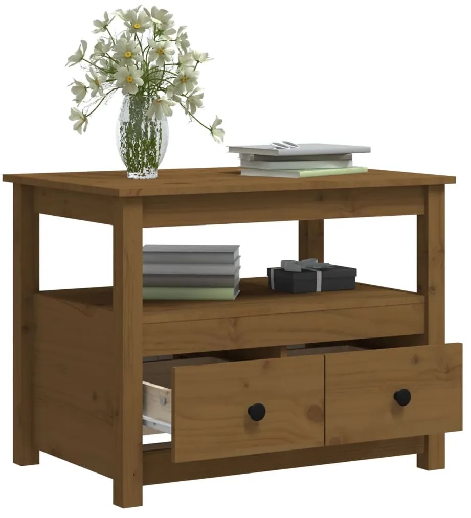 Mesa de centro 71x49x55 cm pinho maciço castanho mel