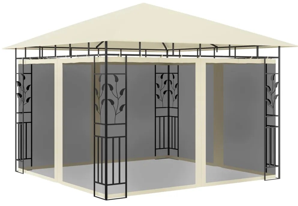 vidaXL Gazebo com rede mosquiteira 3x3x2,73 m 180 g/m² creme