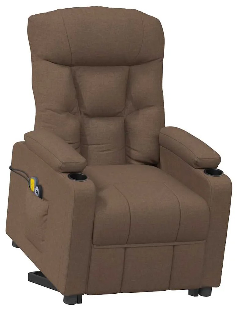Poltrona elevatória de massagens tecido castanho