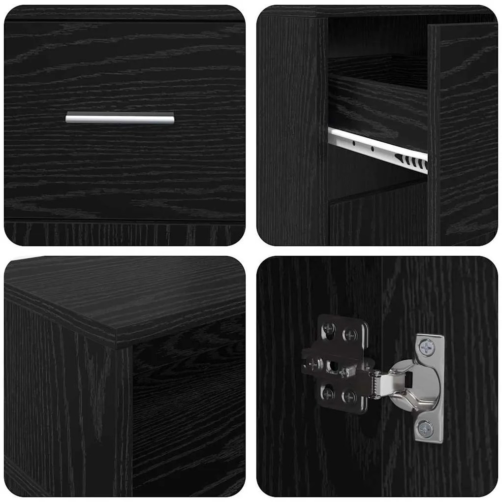 Escrivaninha Carvalho Preto 160x55x91 cm Madeira Engenheirada