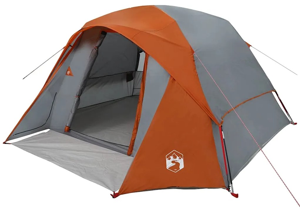 Tenda de campismo cabana p/ 4 pessoas impermeável cinza/laranja