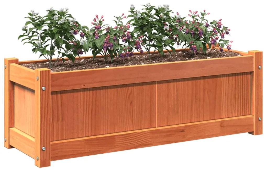 Vaso/floreira de jardim 90x31x31 cm pinho maciço castanho cera