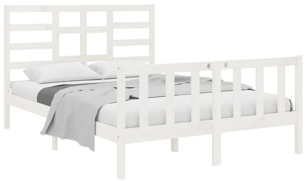 Estrutura cama pequena casal 120x190 cm pinho maciço branco