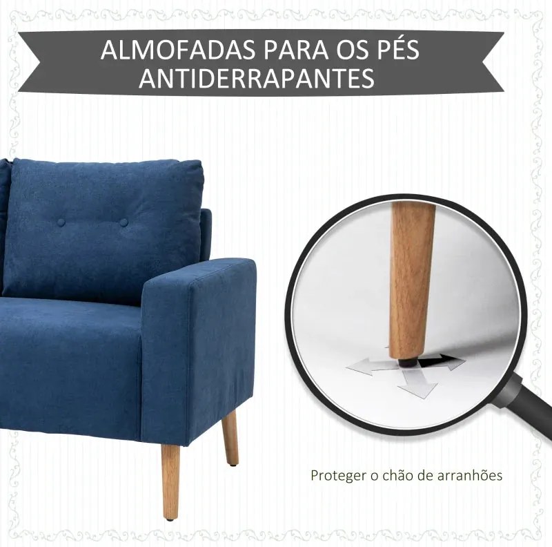Sofá Faker de 2 Lugares - Azul - Design Nórdico