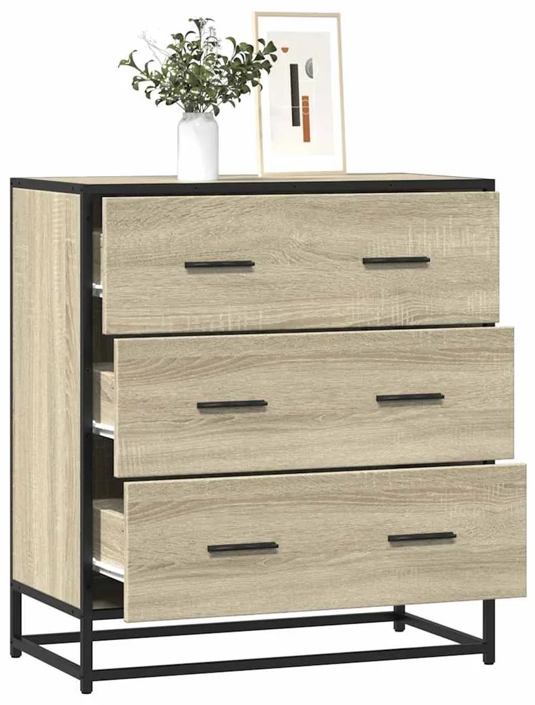 vidaXL Aparador 68x35x76 cm deriv. de madeira/metal carvalho sonoma