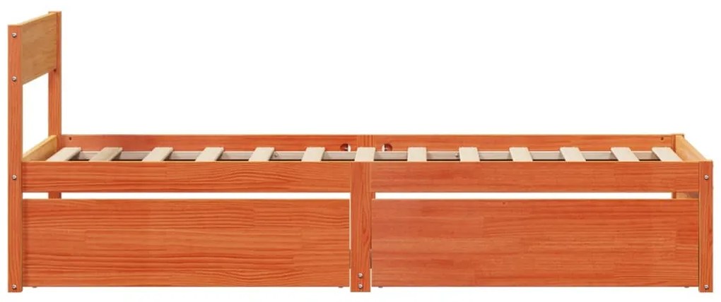 Cama sem colchão 90x200 cm pinho maciço castanho-mel