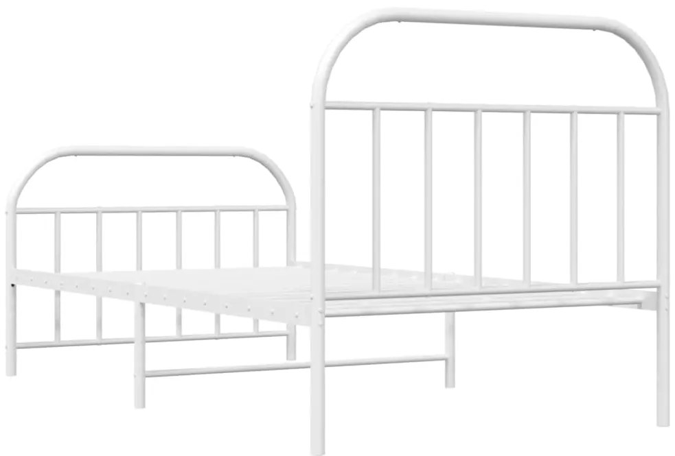 Estrutura de cama com cabeceira e pés 107x203 cm metal branco