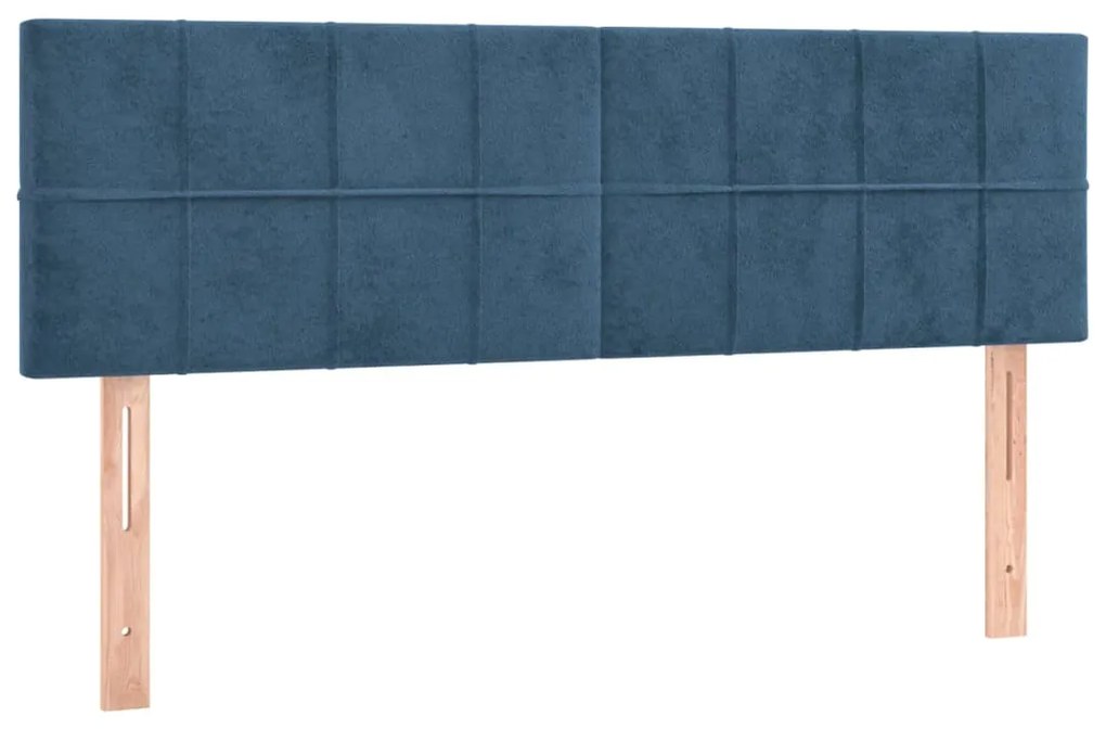 Cama com molas/colchão 140x190 cm veludo azul-escuro