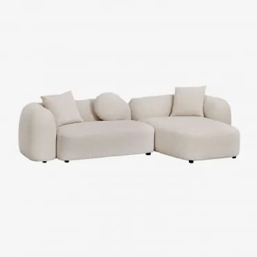 Sofá Modular Chaise Longue Direito De 2 Peças Em Coco Chenille Tecido De Chenille Espesso Branco - Sklum