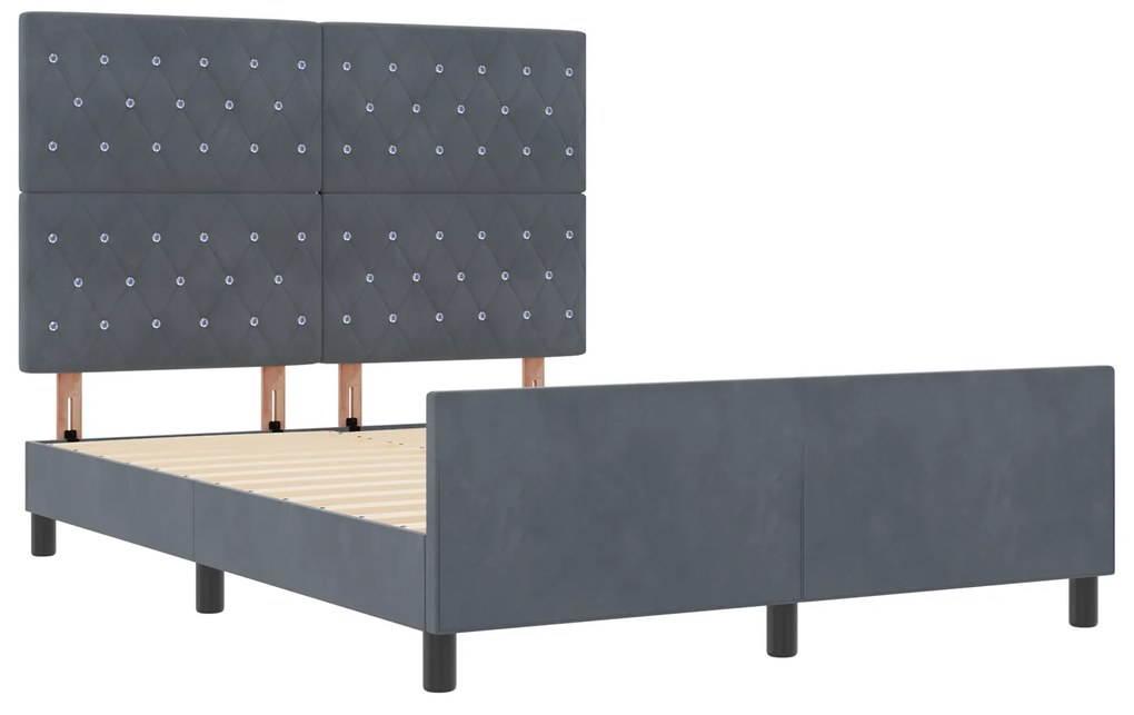 Cama vidaXL Cinza Escuro 160x200 cm Veludo