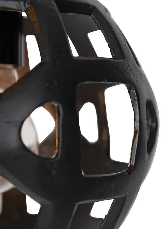 Candeeiro de suspensão industrial preto redondo 3 luzes - Bobby