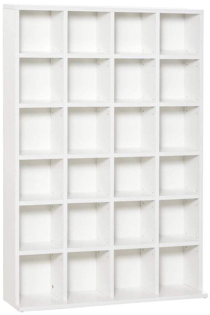HOMCOM Móvel de Armazenamento de Mídia 480 CDs/312 DVDs Biblioteca de Madeira com Prateleiras Ajustáveis 89x130,5 cm Branco | Aosom Portugal