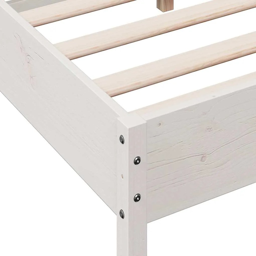 Cama sem colchão 160x200 cm madeira de pinho maciça branco