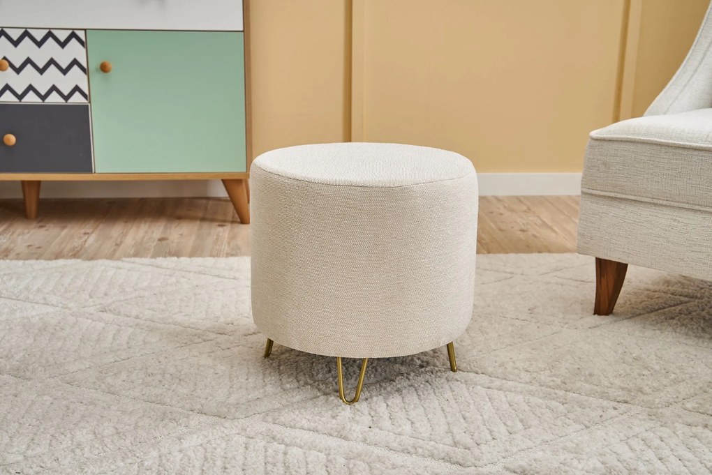 Pouffe Asmara Gabbana – Creme Dourado – 40x40x40 cm