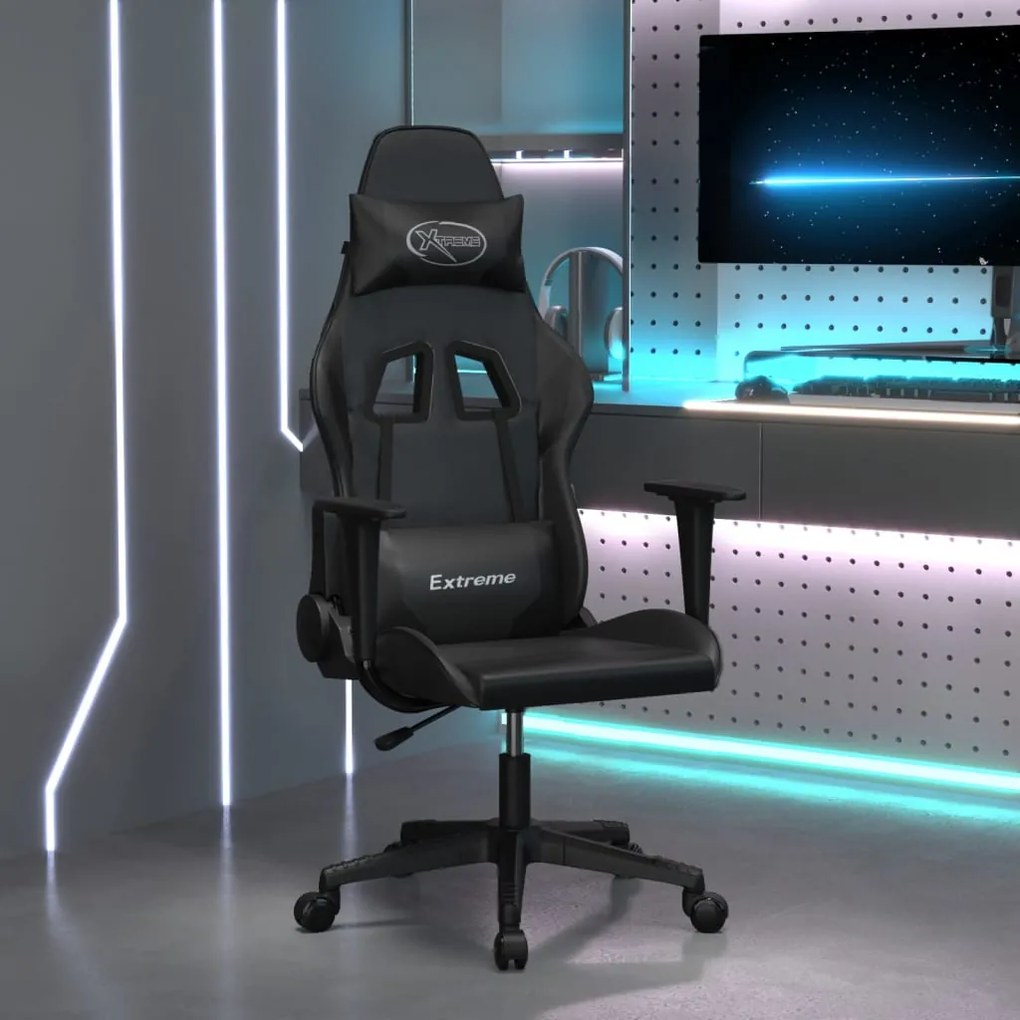 vidaXL Cadeira de gaming couro artificial preto