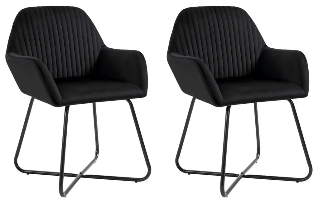 vidaXL Cadeiras de jantar 2 pcs veludo preto