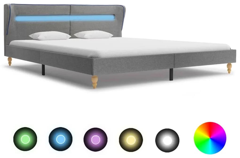 280601 vidaXL Estrutura de cama com LEDs em tecido 180x200 cm cinzento-claro