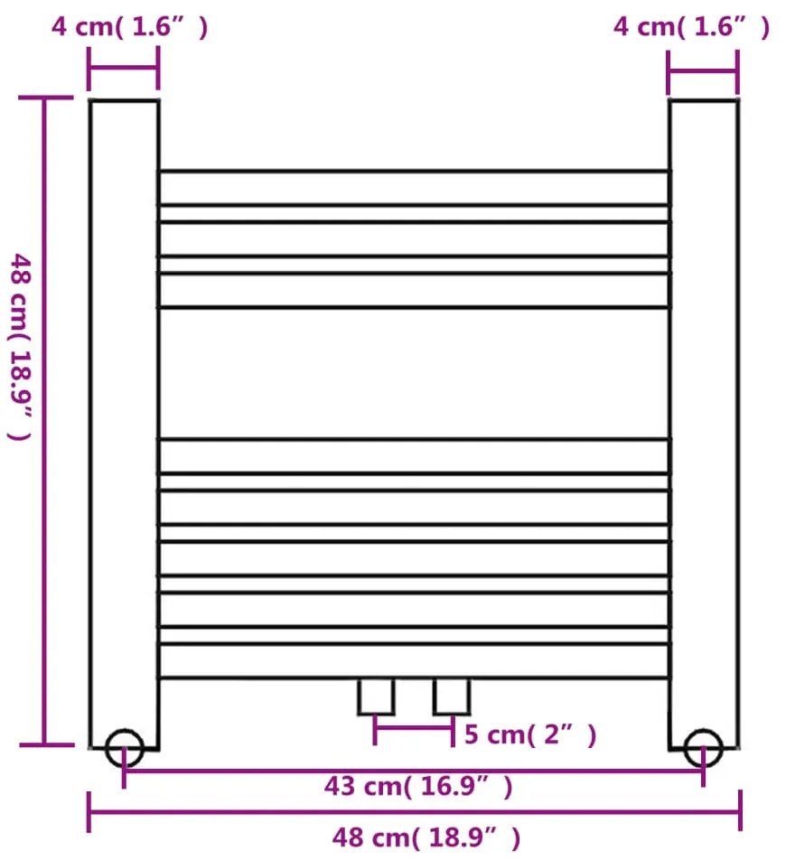Aquecedor toalhas casa de banho liso 480 x 480 mm