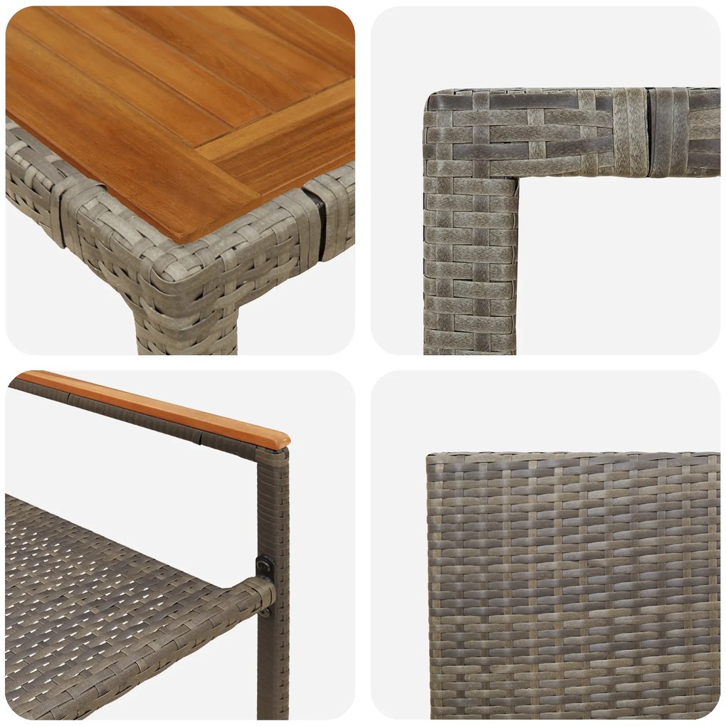 Conjunto de Jantar de Jardim vidaXL 9 Peças Cinza Rattan Poly