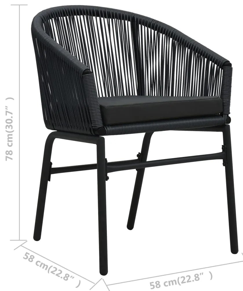Cadeiras de jardim 2 pcs vime PE preto