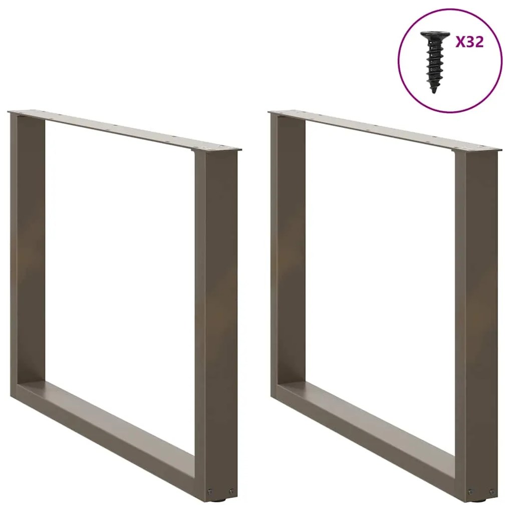 Pés para mesa de jantar em formato de U, 2 peças, aço natural, 100x(72