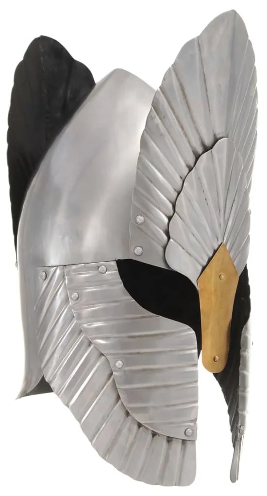 vidaXL Capacete de cavaleiro medieval réplica LARP aço prateado