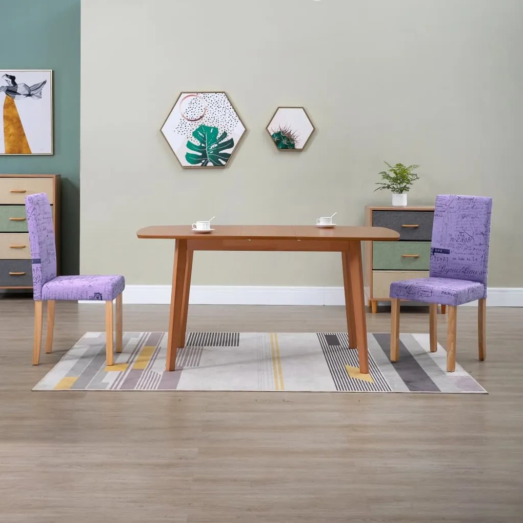 vidaXL Cadeiras de jantar 2 pcs tecido roxo