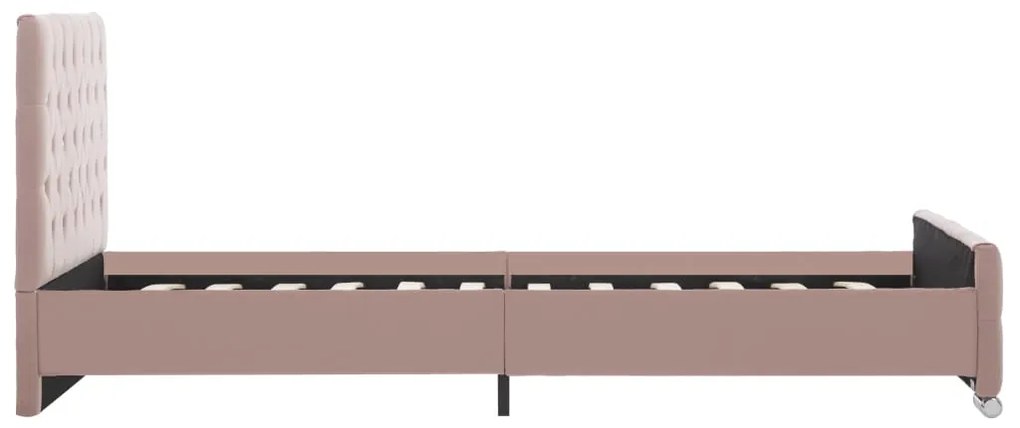 Estrutura de cama 100x200 cm veludo rosa